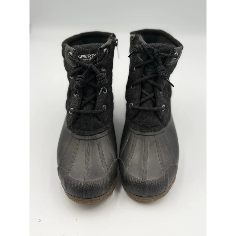 Sperry Saltwater Emboss Wool Duck Boots Women's Size 6M Gray Black STS86441